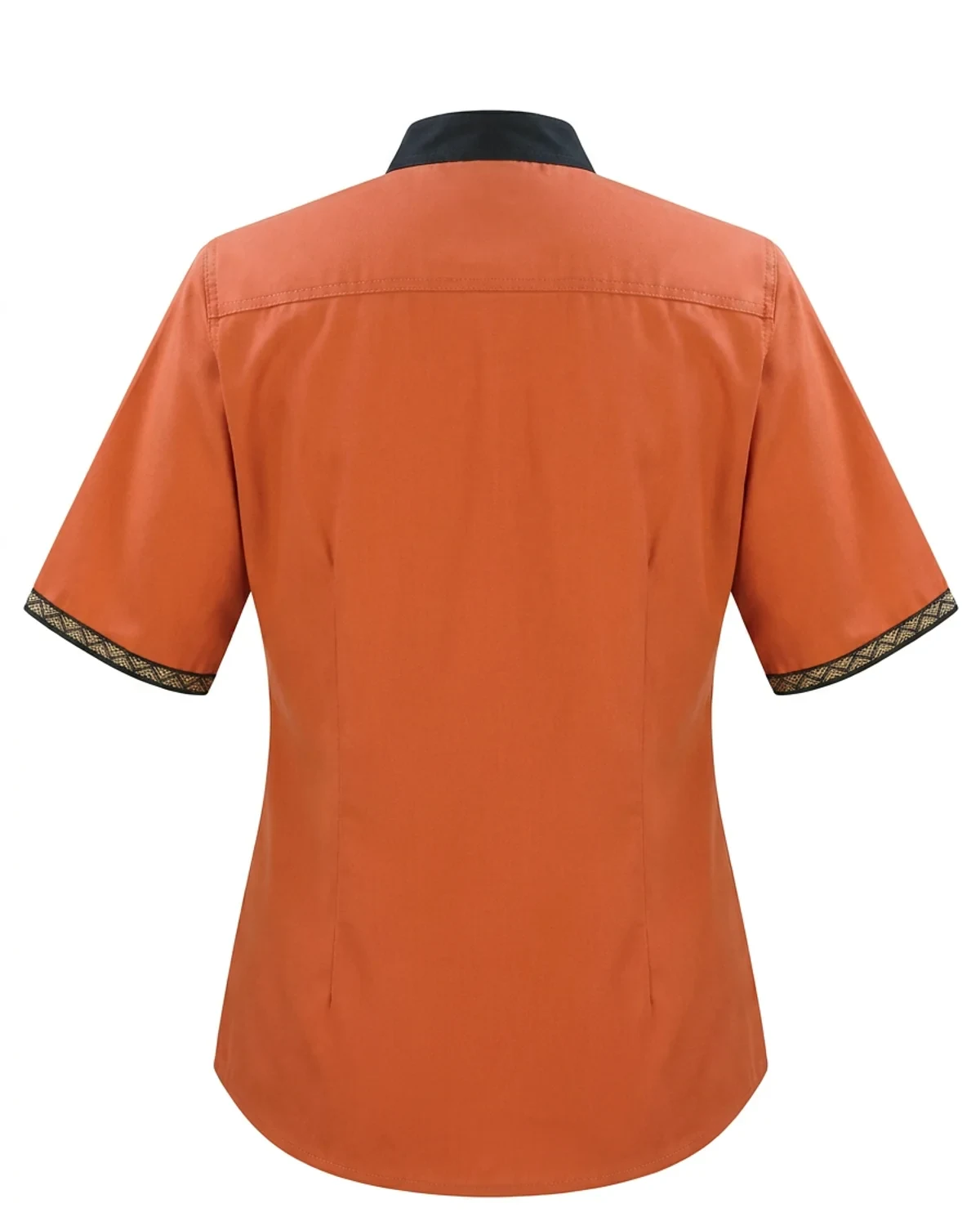 Ladies Mandarin Collar Button-Up Shirt SS (Optional Pockets & Trim)